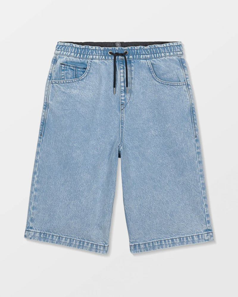 Load image into Gallery viewer, Volcom Kids' Freazy Loose Denim Elasticated Waist Short Pale Aqua C2012603_PAQ
