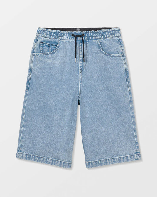Volcom Kids' Freazy Loose Denim Elasticated Waist Short Pale Aqua C2012603_PAQ