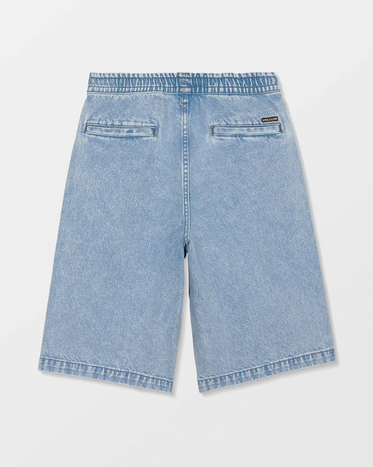 Volcom Kids' Freazy Loose Denim Elasticated Waist Short Pale Aqua C2012603_PAQ