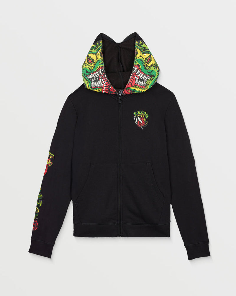 Load image into Gallery viewer, Volcom Kids' Snaky Full Zip Hoodie Black C4832601-BLK

