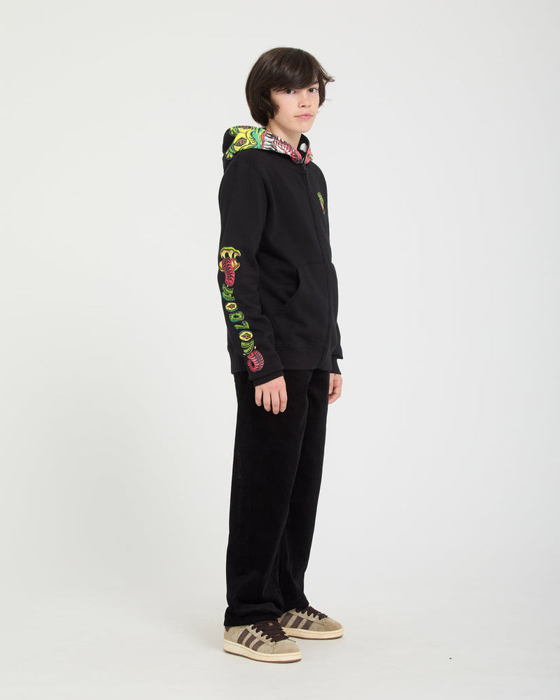 Load image into Gallery viewer, Volcom Kids' Snaky Full Zip Hoodie Black C4832601-BLK
