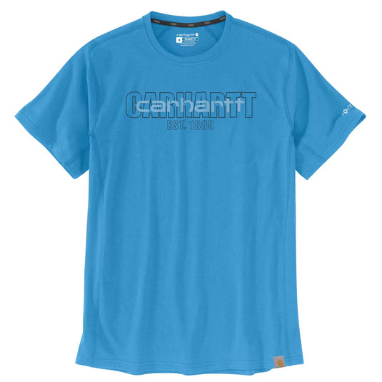 Carhartt Men's Relaxed Fit Short-Sleeve Logo Graphic T-Shirt Engineer Blue Heather 106653-HL5