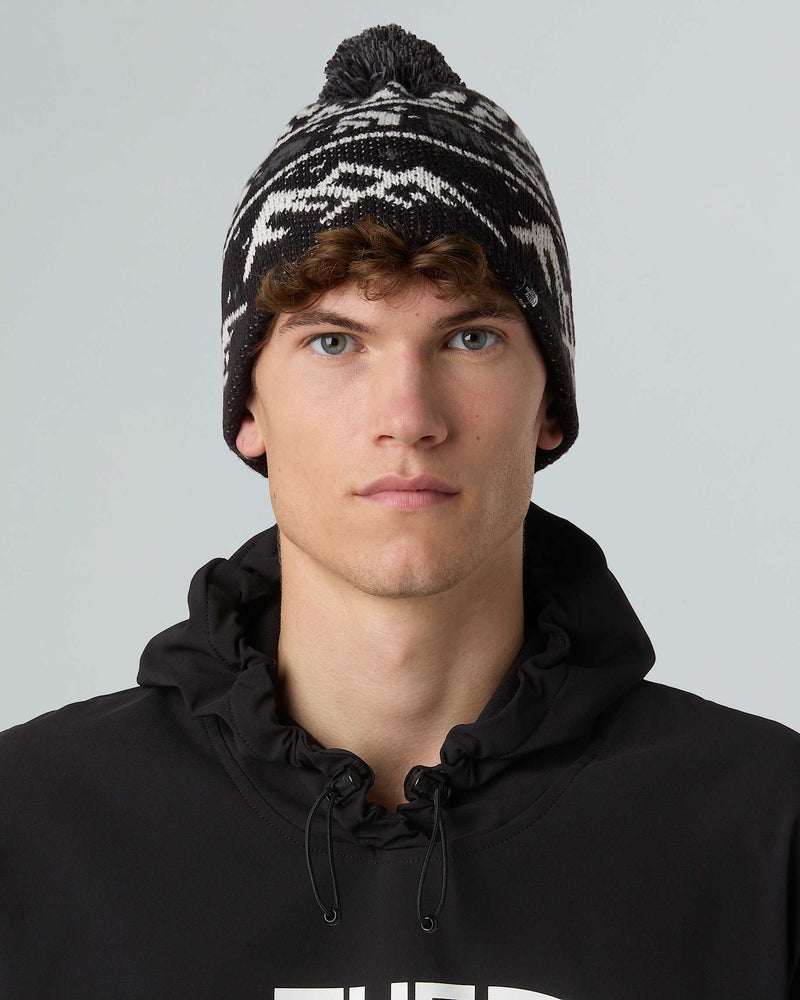 Load image into Gallery viewer, The North Face Men's Cabin Ski Tuke Beanie TNF Black Jacquard/Pom NF0A8CH0HNF

