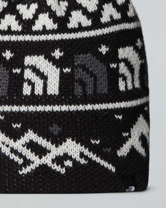 The North Face Men's Cabin Ski Tuke Beanie TNF Black Jacquard/Pom NF0A8CH0HNF