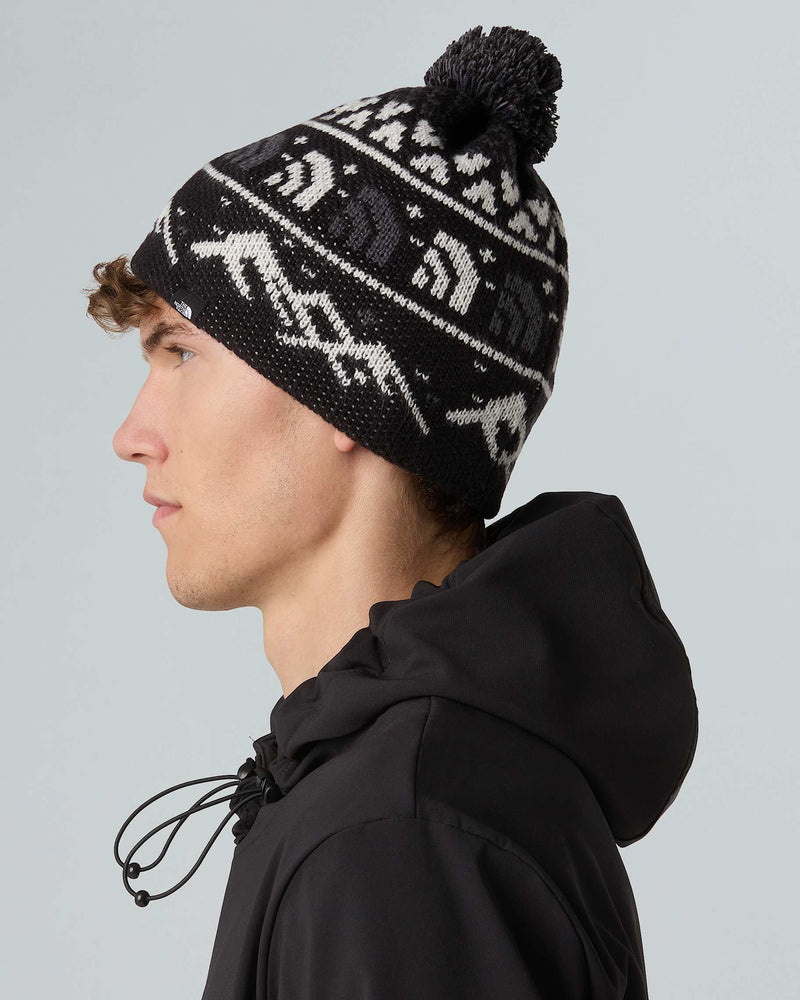 Load image into Gallery viewer, The North Face Men's Cabin Ski Tuke Beanie TNF Black Jacquard/Pom NF0A8CH0HNF

