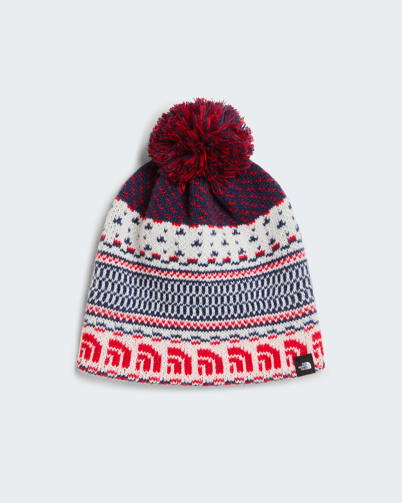 Load image into Gallery viewer, The North Face Men's Cabin Ski Tuke Beanie White Dune Jacquard/Pom NF0A8CH0IKH
