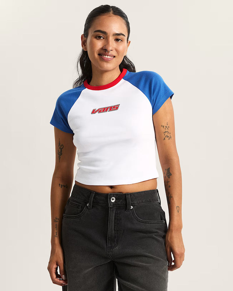 Load image into Gallery viewer, Vans Women's Clare Baby T-Shirt Blue VN000TBS7WM
