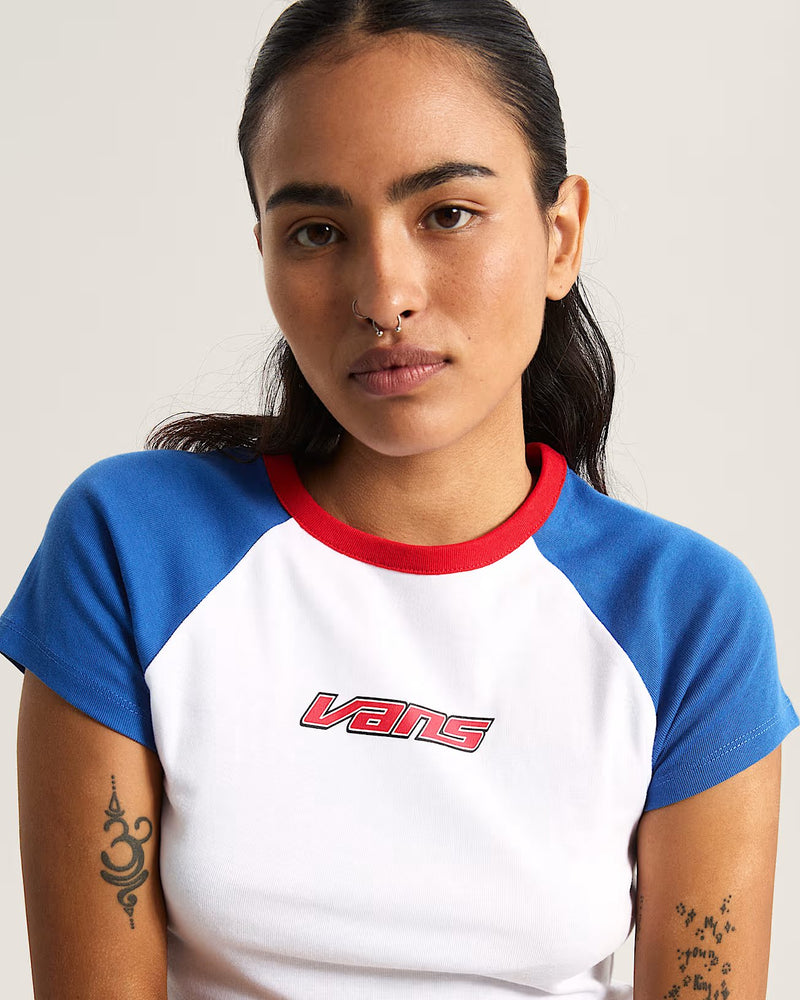 Load image into Gallery viewer, Vans Women's Clare Baby T-Shirt Blue VN000TBS7WM
