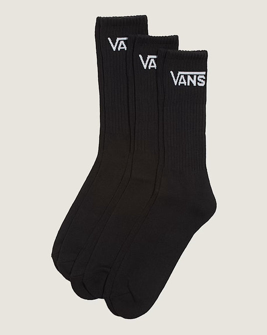 Vans Unisex Classic Crew Socks (3 Pack) Black VN000QBVBLK