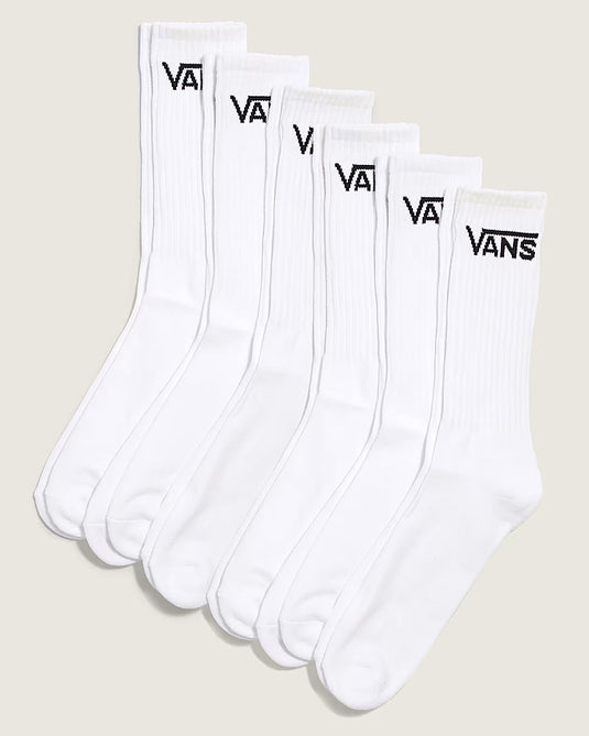 Vans Unisex Classic Crew Socks (6 Pack) White VN000QCBWHT