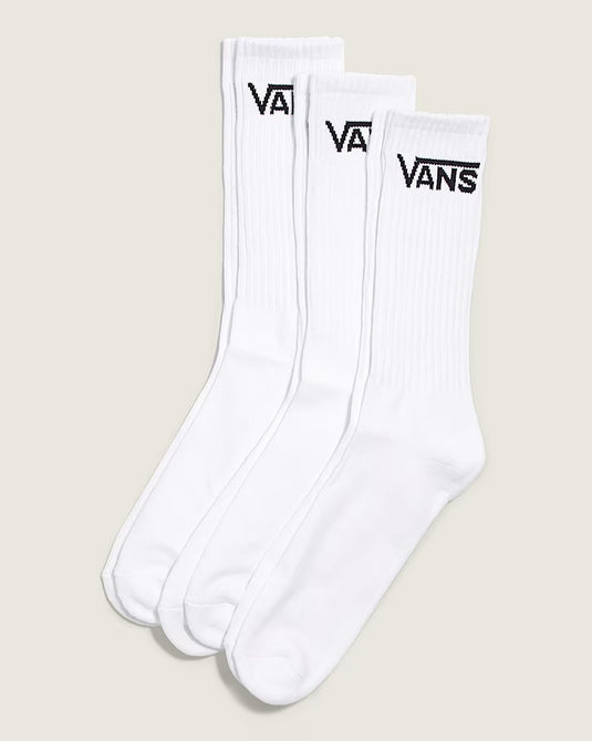 Vans Unisex Classic Crew Socks (3 Pack) White VN000QBVWHT