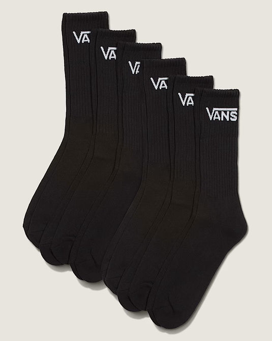 Vans Unisex Classic Crew Socks (6 Pack) Black VN000QCBBLK