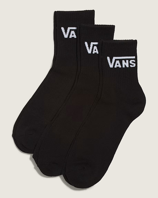 Vans Unisex Classic Half Crew Socks (3 Pack) Black VN000QBWBLK