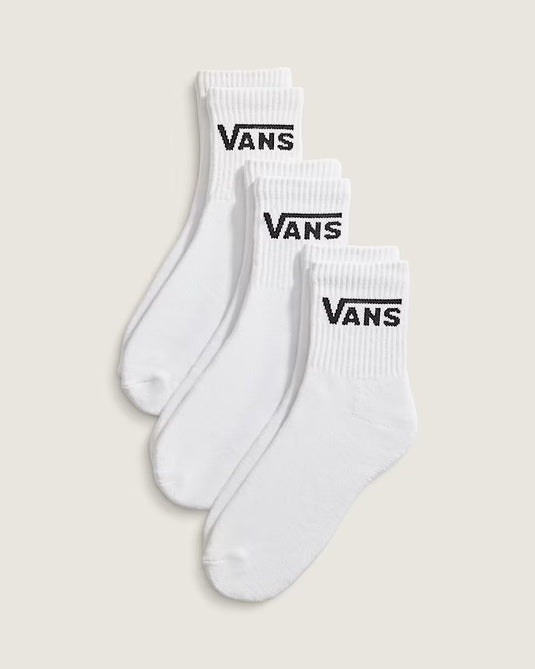 Vans Unisex Classic Half Crew Socks (3 Pack) White VN000QBWWHT
