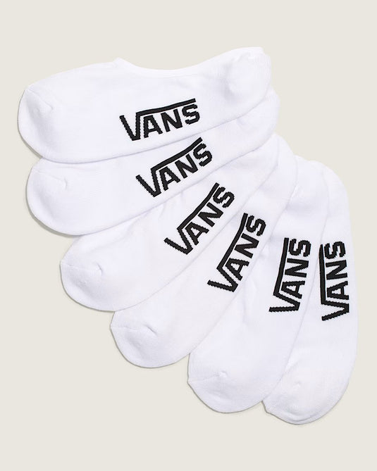 Vans Unisex Classic No Show Socks (3 Pack) White VN000QBZWHT