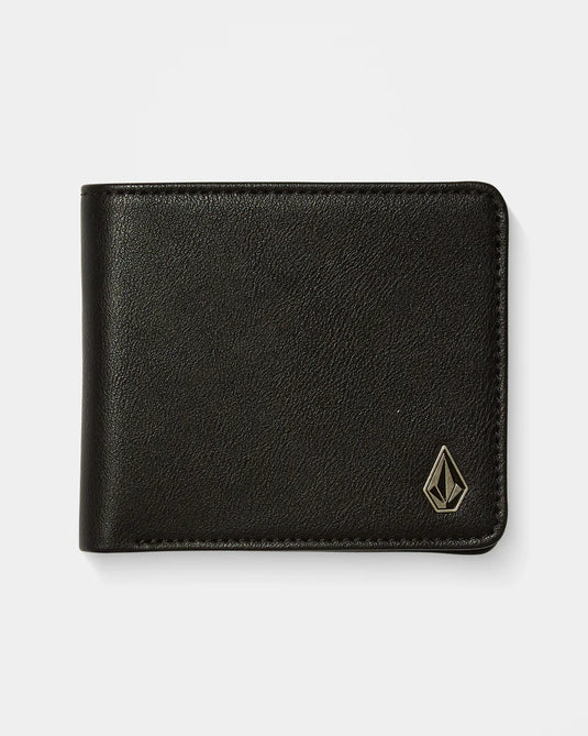 Volcom Men's Slim Stone Large Wallet Black D6042408_BLK