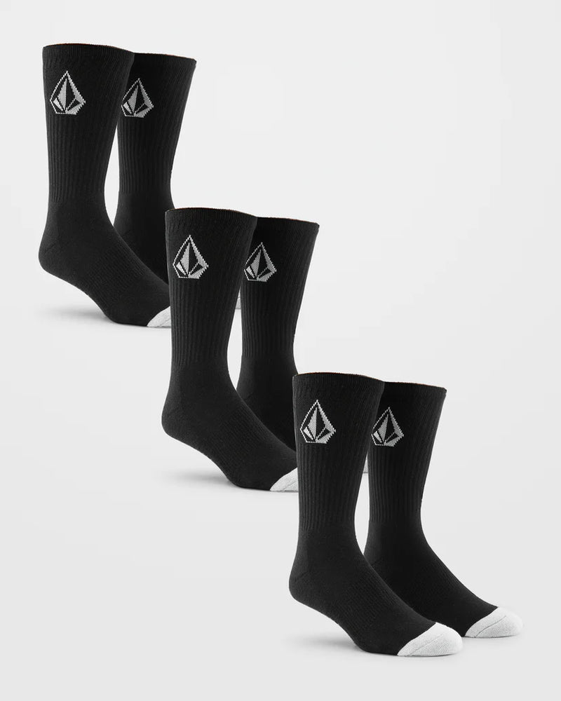 Load image into Gallery viewer, Volcom Men&#39;s Full Stone Socks (3 Pack) Black D6302004_BLK
