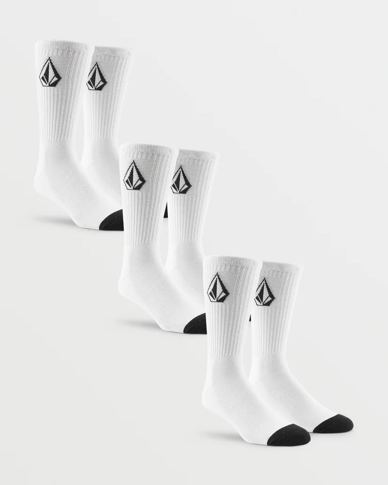 Load image into Gallery viewer, Volcom Men&#39;s Full Stone Socks (3 Pack) White D6302004_WHT
