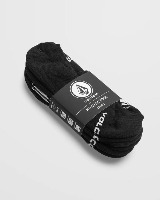 Volcom Men's Stones No Show Socks (3 Pack) Black D6302005_BLK