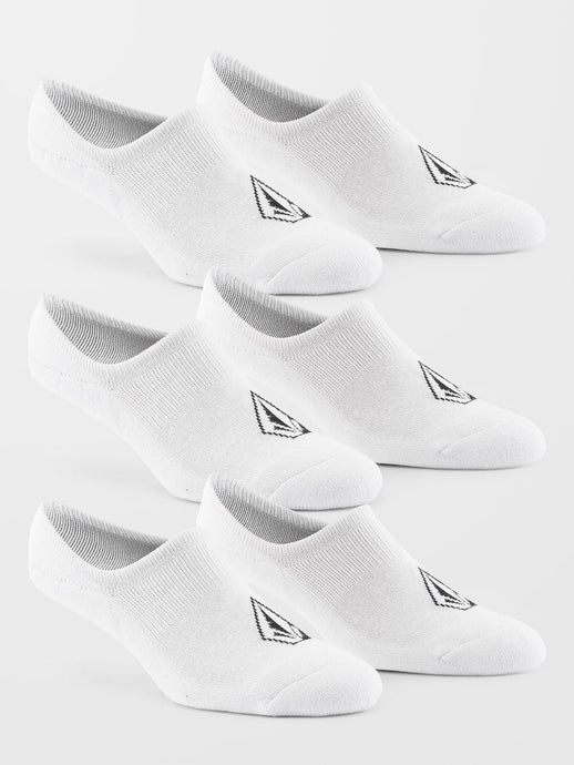 Volcom Men's Stones No Show Socks (3 Pack) White D6302005_WHT