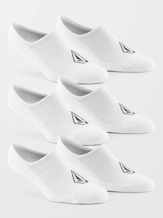 Volcom Men's Stones No Show Socks (3 Pack) White D6302005_WHT