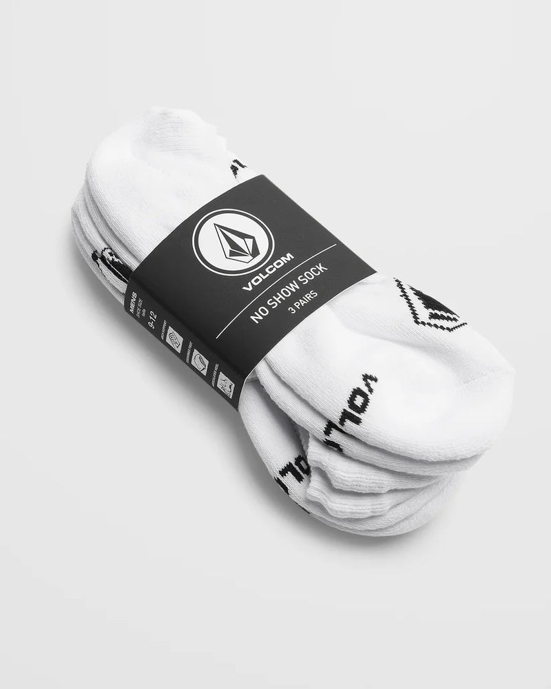 Load image into Gallery viewer, Volcom Men&#39;s Stones No Show Socks (3 Pack) White D6302005_WHT
