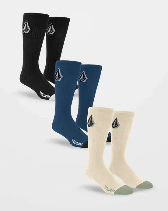 Volcom Men's Full Stone Mix Socks (3 Pack) Pale Khaki D6312500_PLK