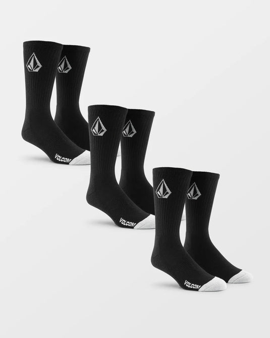 Volcom Men's Full Stone Socks (3 pack) Black D6312610_BLK
