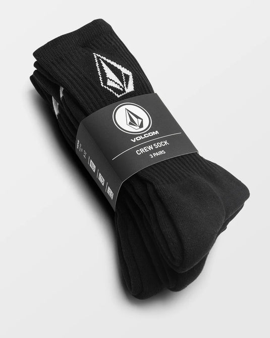 Volcom Men's Full Stone Socks (3 pack) Black D6312610_BLK