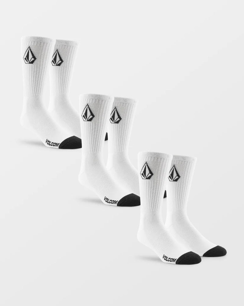 Load image into Gallery viewer, Volcom Men's Full Stone Socks (3 pack) White D6312610_WHT
