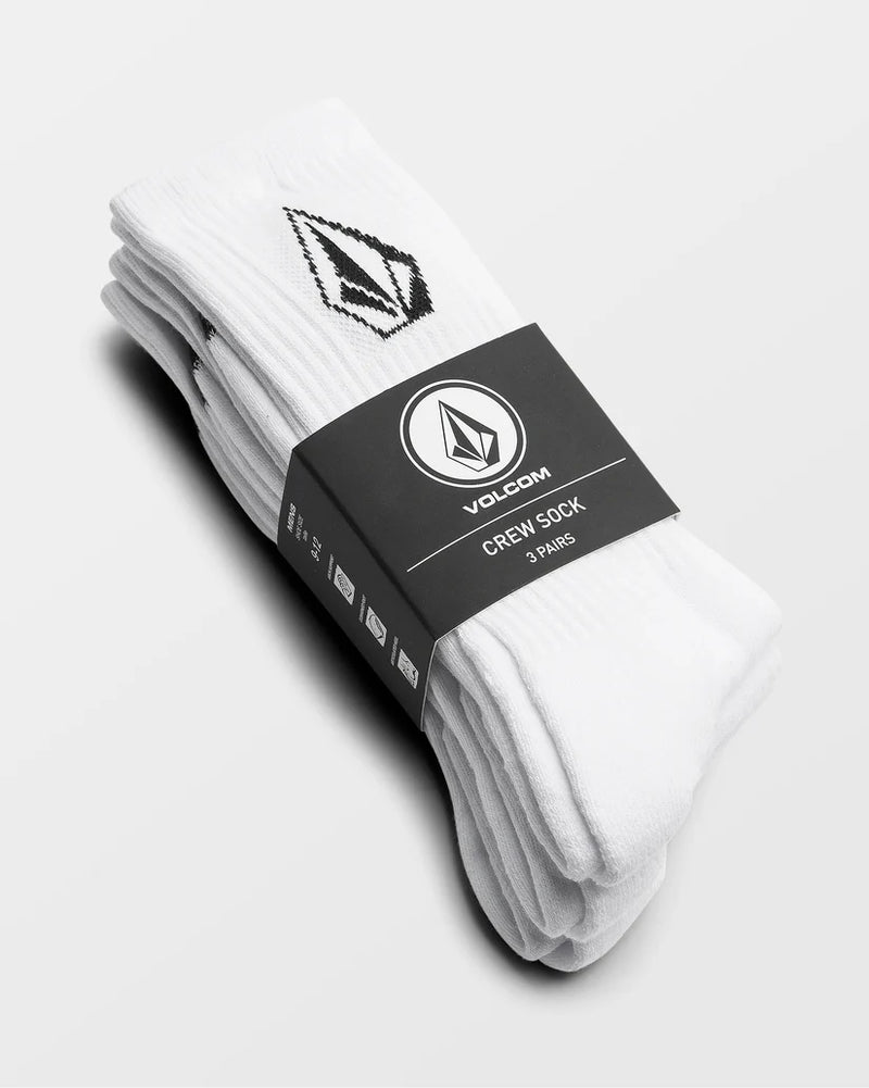 Load image into Gallery viewer, Volcom Men's Full Stone Socks (3 pack) White D6312610_WHT
