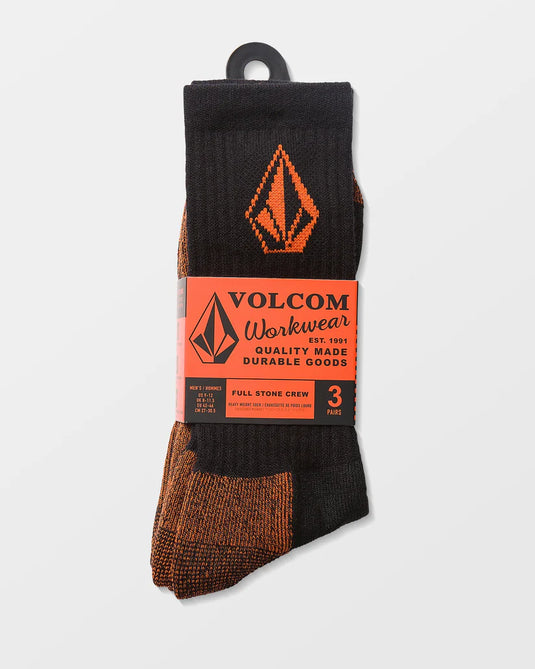 Volcom Men's Workwear Socks (3 pack) Black D6312612-BLK