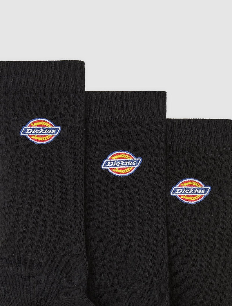 Load image into Gallery viewer, Dickies Unisex Valley Grove Socks (3 Pack) Black DK0A4X82BLK
