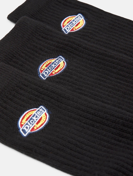 Dickies Unisex Valley Grove Socks (3 Pack) Black DK0A4X82BLK