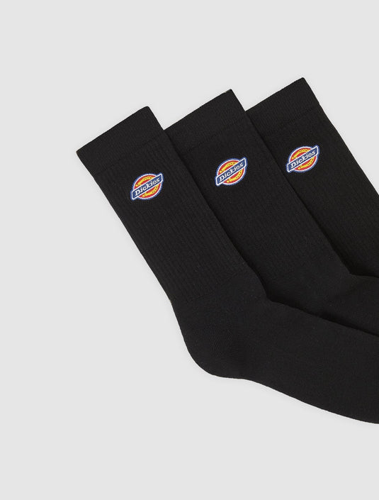 Dickies Unisex Valley Grove Socks (3 Pack) Black DK0A4X82BLK