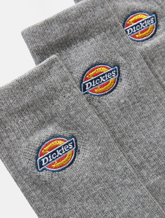 Dickies Unisex Valley Grove Socks (3 Pack) Grey Melange DK0A4X82GYM