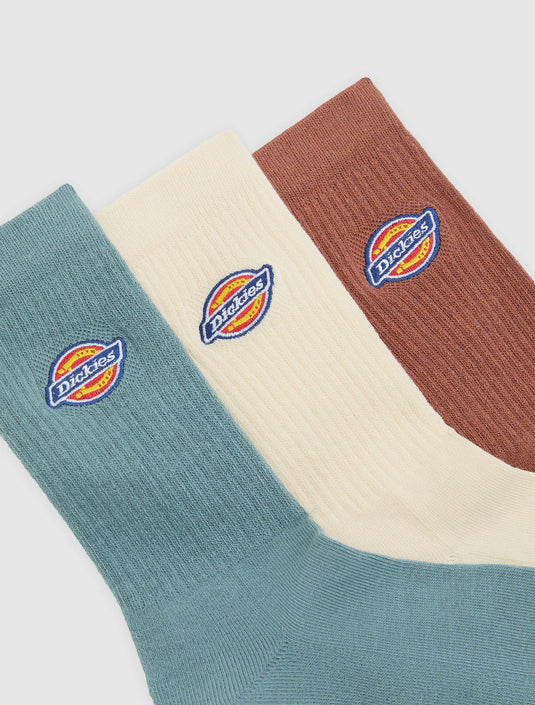Dickies Unisex Valley Grove Socks (3 Pack) Stormy Sea DK0A4X82L37