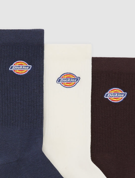 Dickies Unisex Valley Grove Socks (3 Pack) Navy Blue DK0A4X82NV01