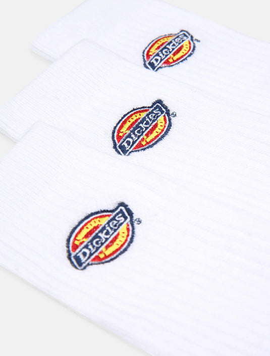 Dickies Unisex Valley Grove Socks (3 Pack) White DK0A4X82WHX