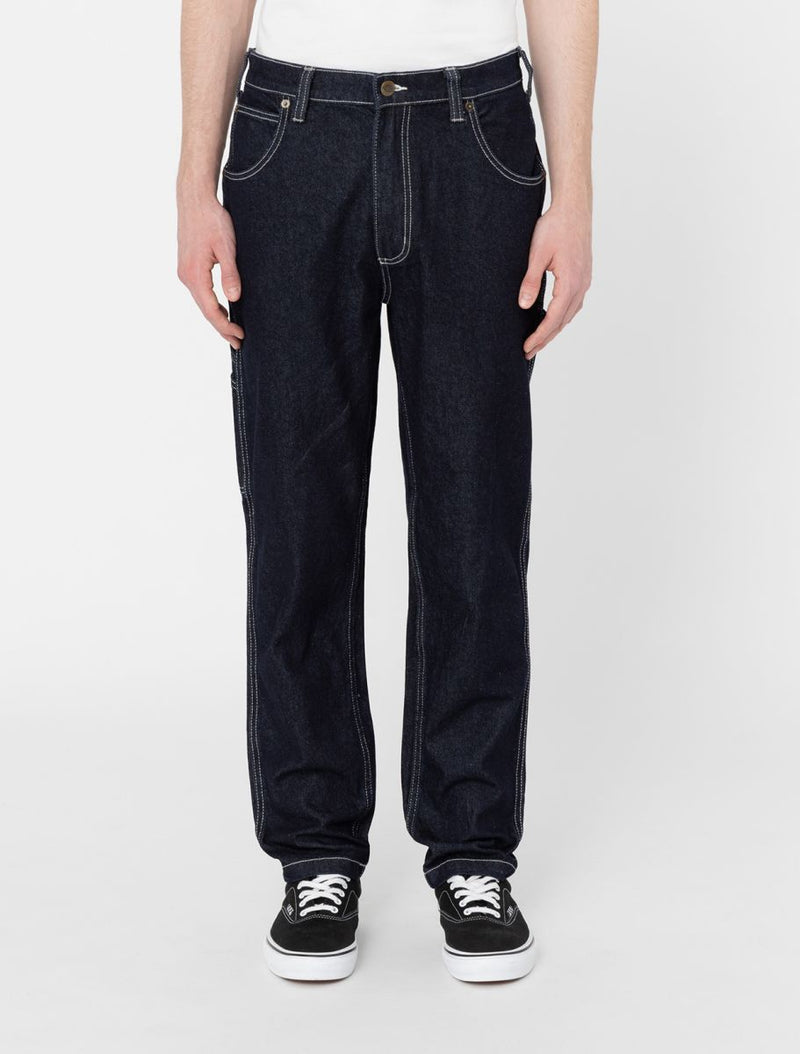 Load image into Gallery viewer, Dickies Men&#39;s Garyville Regular Tapered Carpenter Jeans Rinsed DK0A4XECRIN
