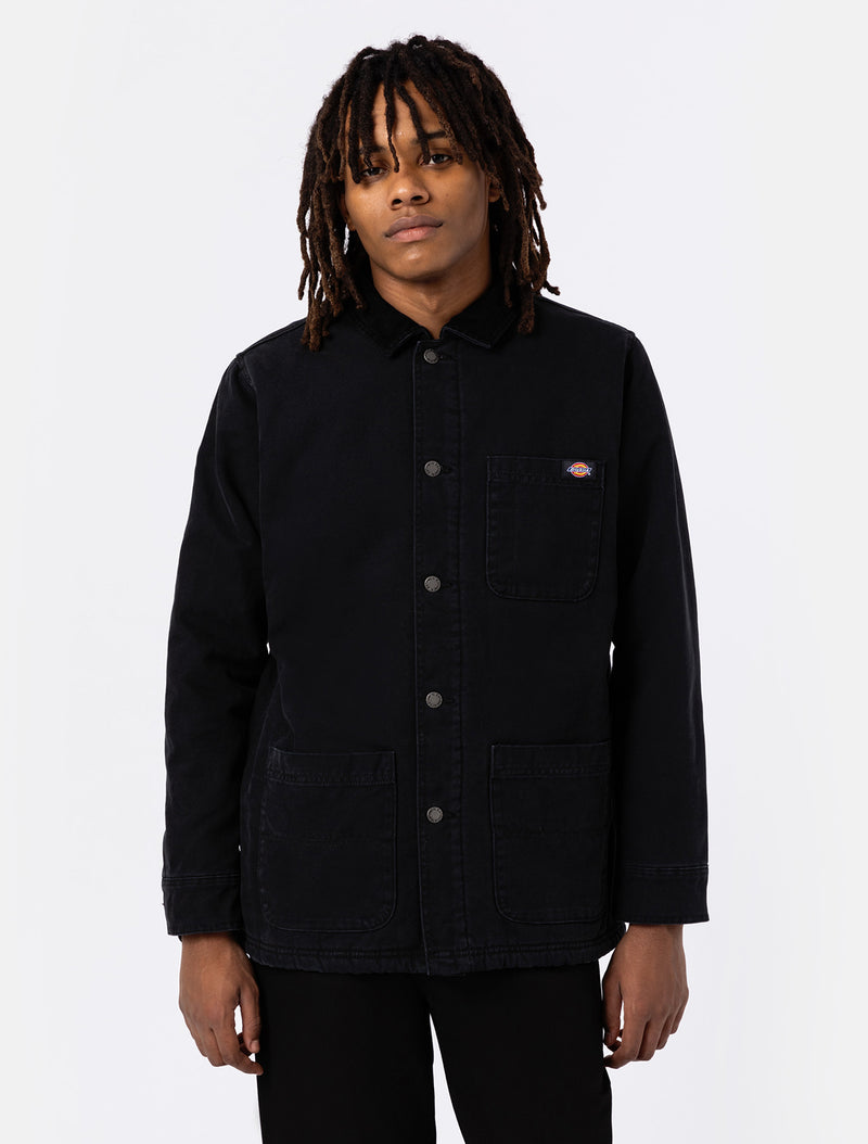Load image into Gallery viewer, Dickies Duck Canvas Chore Coat Stone Washed Black DK0A4XGAC401
