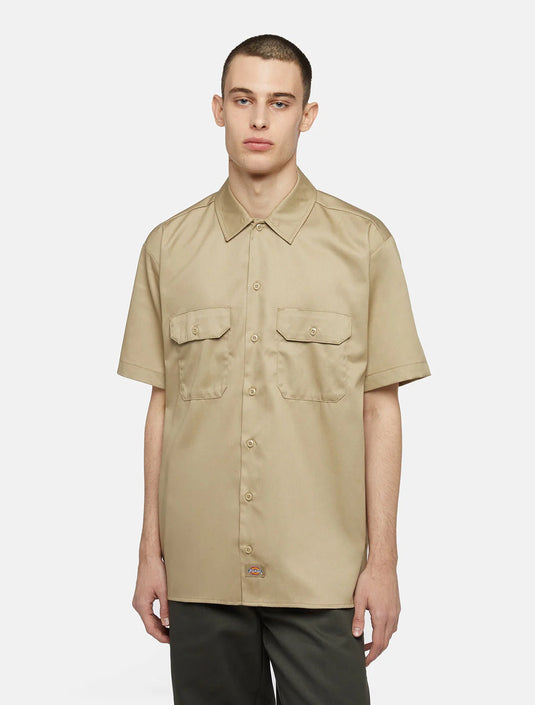Dickies Men's Short Sleeve Work Shirt Khaki DK0A4XK7KHK