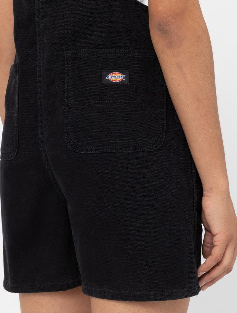 Load image into Gallery viewer, Dickies Women&#39;s Duck Canvas Short Bib Stone Washed Black DK0A4XPTC401
