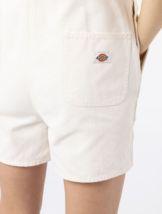 Dickies Women's Duck Canvas Short Bib Stone Washed Cloud DK0A4XPTC431