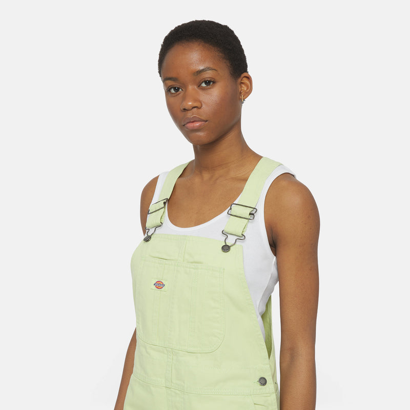 Load image into Gallery viewer, Dickies Women&#39;s Duck Canvas Short Bib Pale Green DK0A4XPTH701
