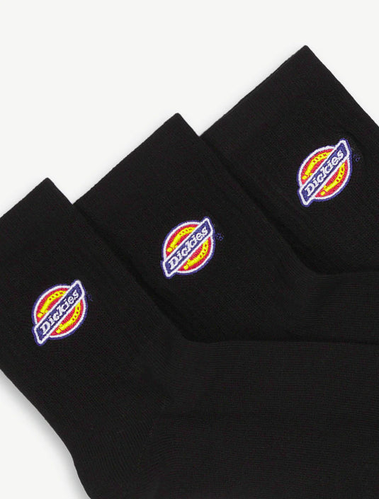 Dickies Unisex Valley Grove Mid Socks (3 Pack) Black DK0A4Y9OBLK