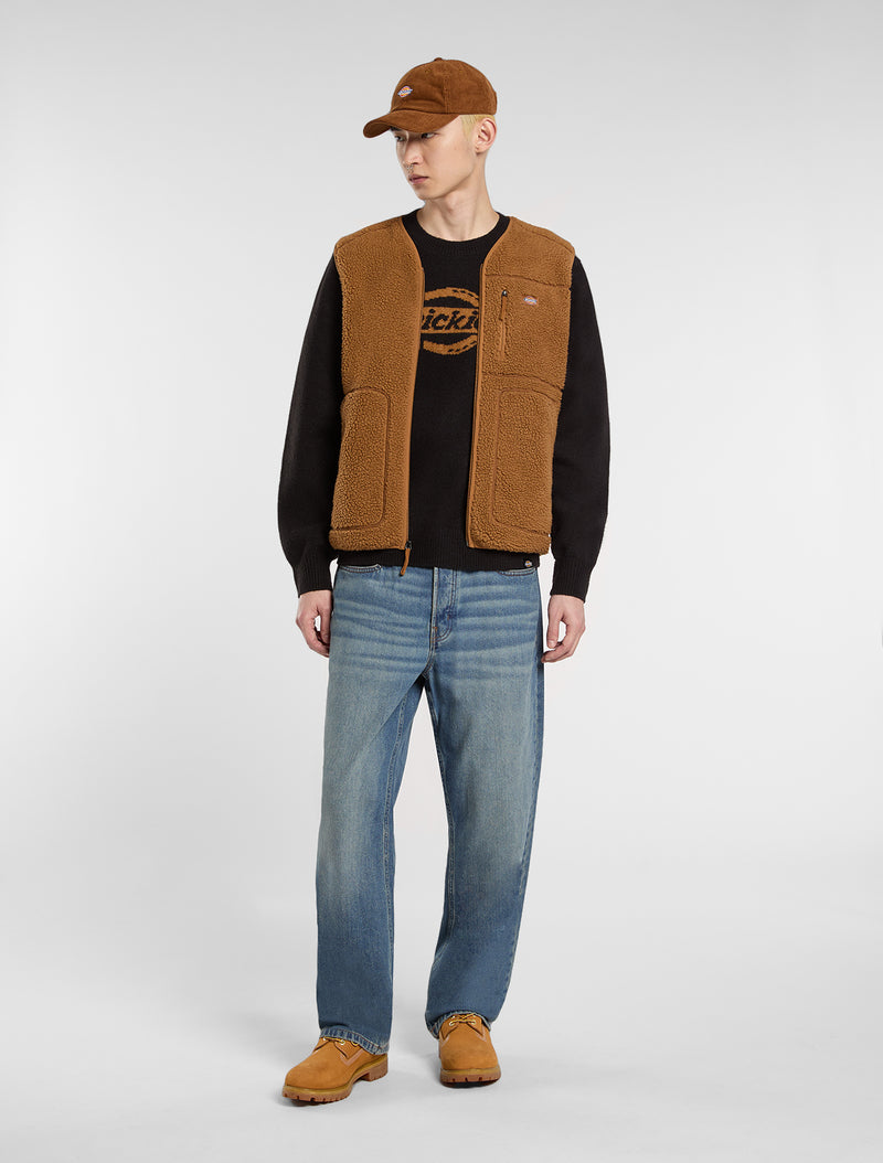 Load image into Gallery viewer, Dickies Men&#39;s Mount Hope Vest Fleece Brown Duck DK0A4YEG0BD
