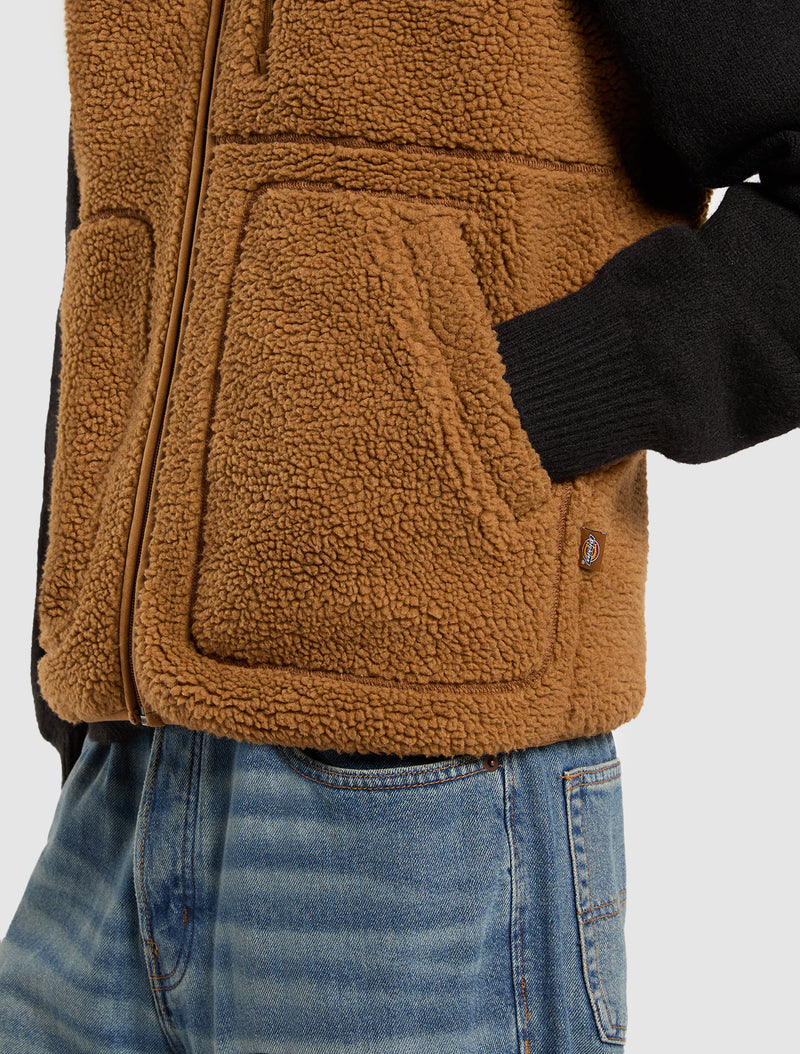 Load image into Gallery viewer, Dickies Men&#39;s Mount Hope Vest Fleece Brown Duck DK0A4YEG0BD
