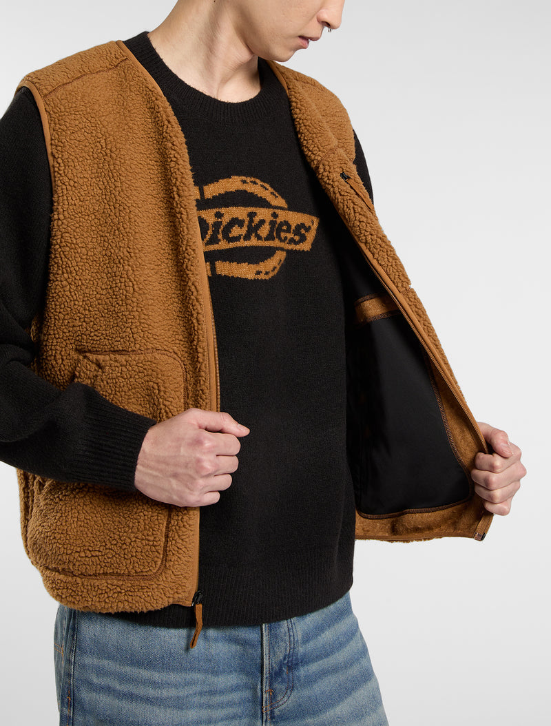 Load image into Gallery viewer, Dickies Men&#39;s Mount Hope Vest Fleece Brown Duck DK0A4YEG0BD
