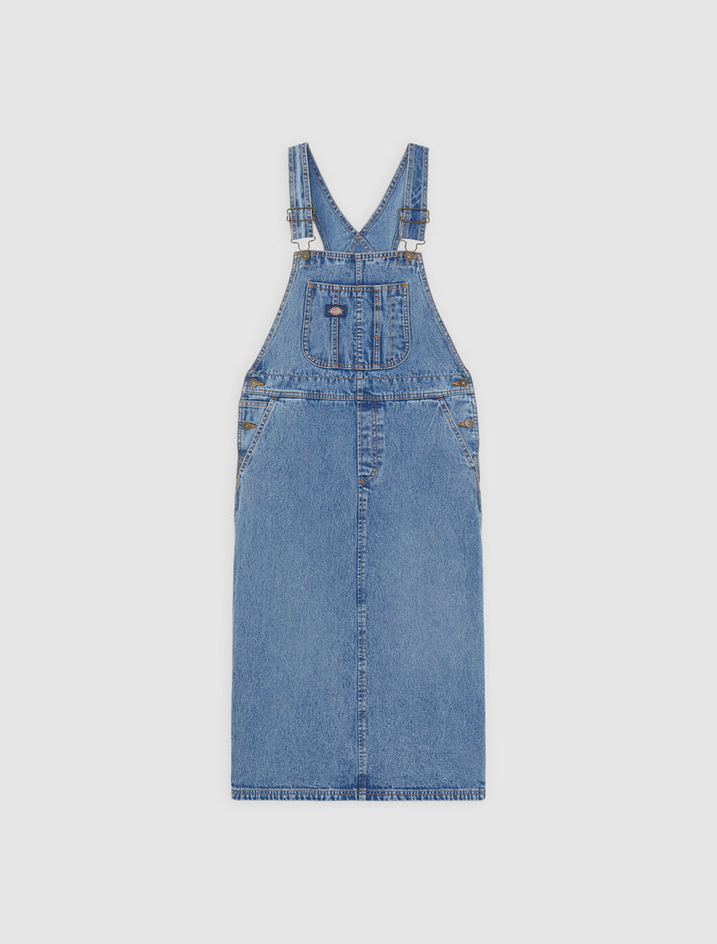 Load image into Gallery viewer, Dickies Women&#39;s Long Bib Overalls Dress Light Blue DK0A4Z6TK211
